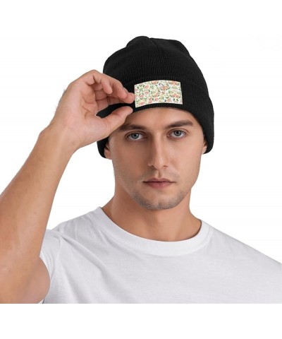 Flower and Bird Print Unisex Beanie Hats Winter Warm Hats Knit Hat Slouchy Skull Cap Adult Casual Hat Black $9.45 Skullies & ...