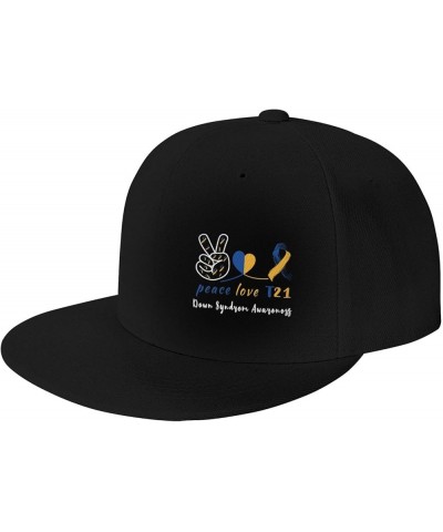 Snapback Baseball Cap Down Syndrome Awareness Peace Love T21 for Men Women Black $8.60 Baseball Caps