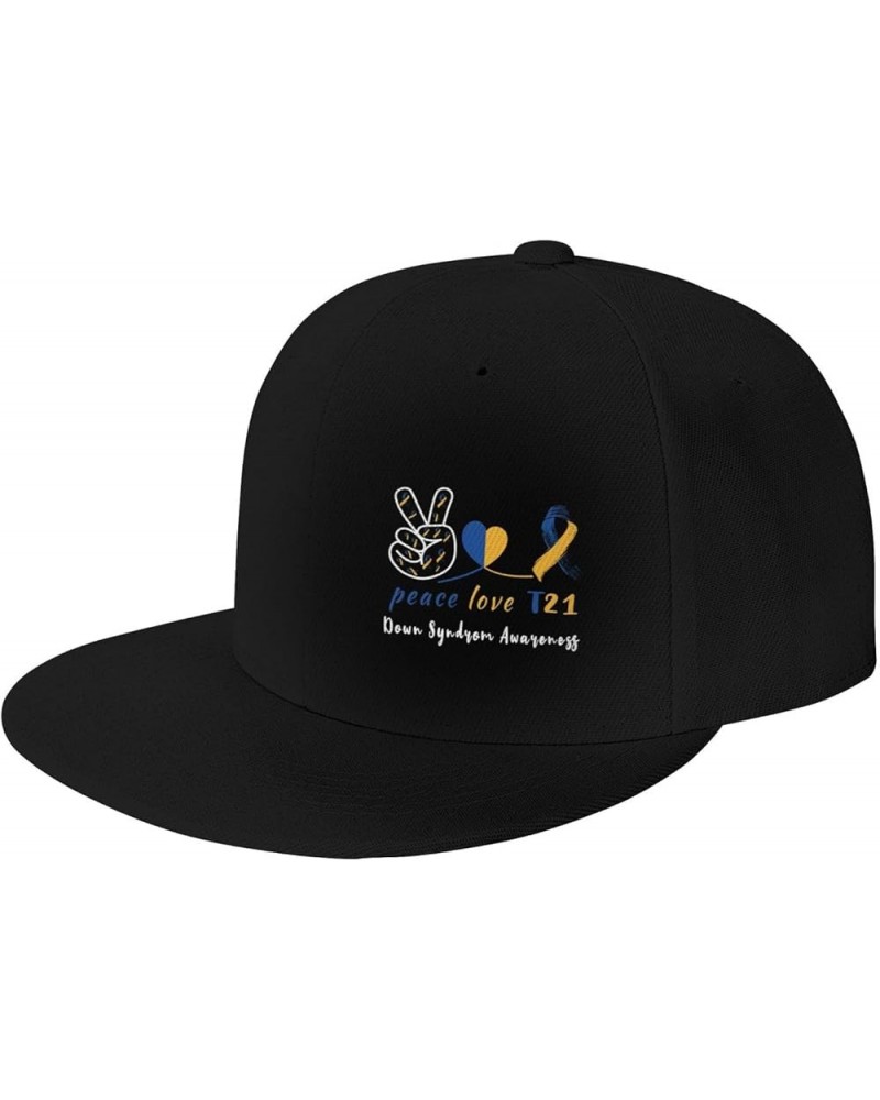 Snapback Baseball Cap Down Syndrome Awareness Peace Love T21 for Men Women Black $8.60 Baseball Caps