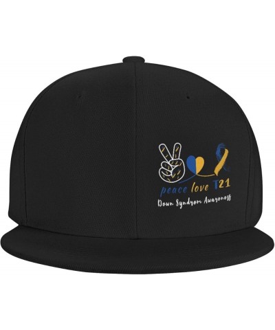 Snapback Baseball Cap Down Syndrome Awareness Peace Love T21 for Men Women Black $8.60 Baseball Caps