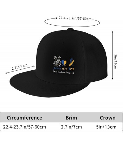 Snapback Baseball Cap Down Syndrome Awareness Peace Love T21 for Men Women Black $8.60 Baseball Caps