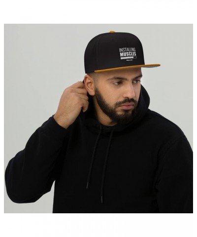 Installing Muscles Snapback Hat Gold / Black / Black $18.28 Baseball Caps