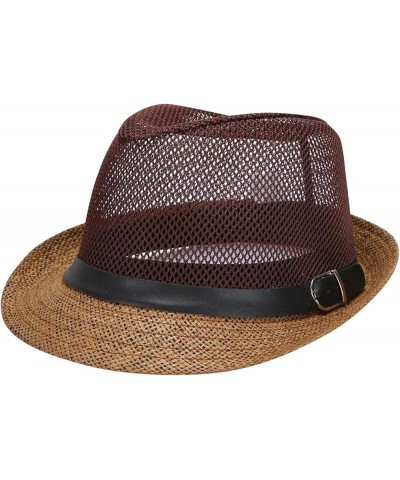 Adult Solid Color Cowboy Hat Wide Brim Travel Summer Western Sun Hat Fashion Bands for Men Women L3-coffee $7.55 Baseball Caps