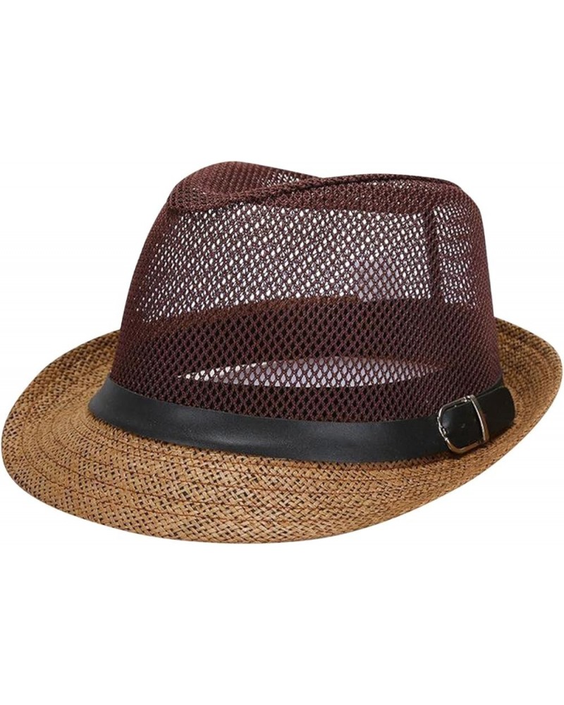 Adult Solid Color Cowboy Hat Wide Brim Travel Summer Western Sun Hat Fashion Bands for Men Women L3-coffee $7.55 Baseball Caps