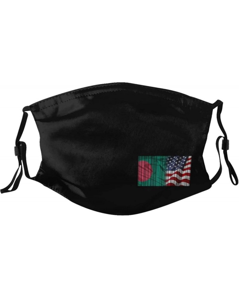 Flag of Bangladesh and USA Face Mask Washable Reusable Adults Breathable with 2 Filters Black $13.04 Balaclavas