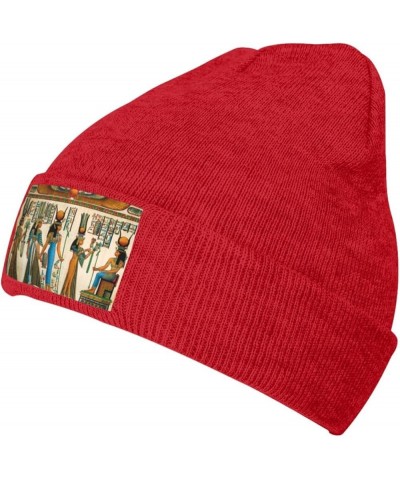 Women in Ancient Egypt Print Beanie Hats for Women Men Warm Knit Hat Winter Knitted Beanie Stretch Fashion Cap Red $9.18 Skul...