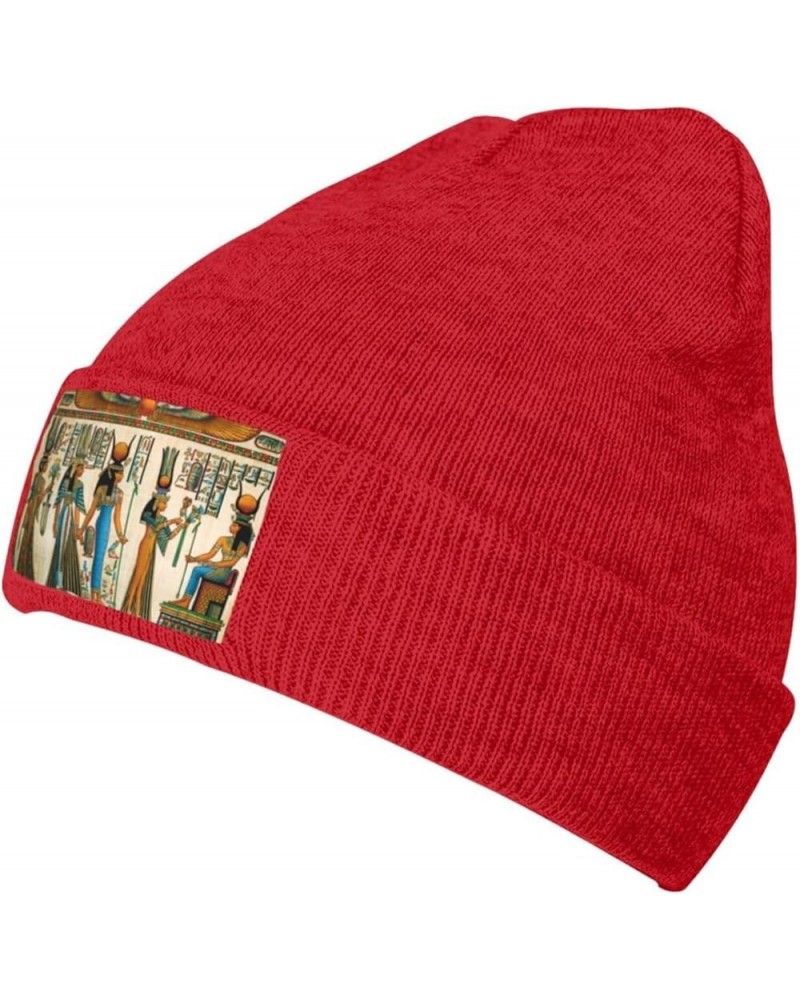 Women in Ancient Egypt Print Beanie Hats for Women Men Warm Knit Hat Winter Knitted Beanie Stretch Fashion Cap Red $9.18 Skul...