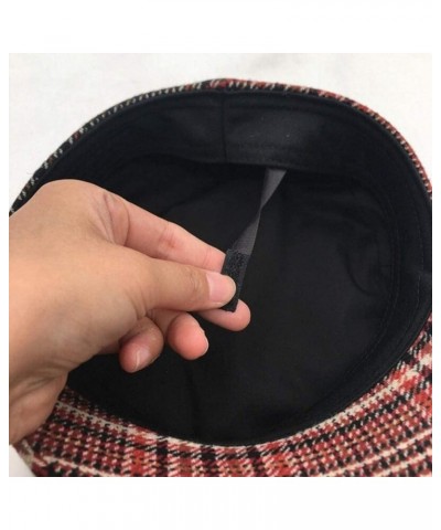 Women's Flat Fashion Vintage Check Visor Hat Classic Cute Casual Newsboy Beret Red $12.23 Newsboy Caps