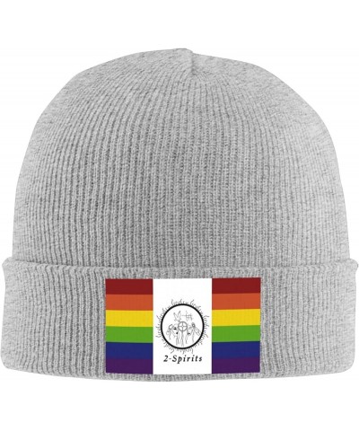 Two Spirits Pride Flag LGBTQ Cozy Knitted Hat for Winter - Warm Comfort Black Gray $15.66 Skullies & Beanies