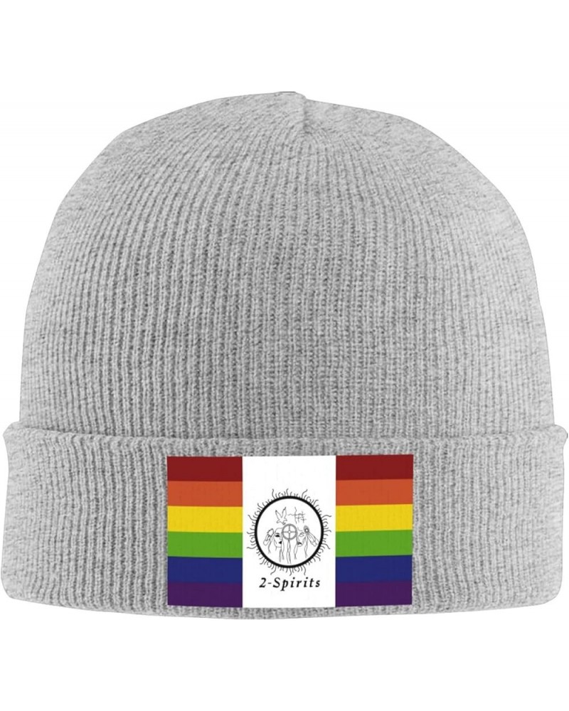 Two Spirits Pride Flag LGBTQ Cozy Knitted Hat for Winter - Warm Comfort Black Gray $15.66 Skullies & Beanies