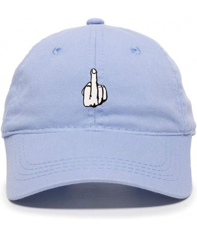 Middle Finger Dad Baseball Cap Embroidered Cotton Adjustable Dad Hat Light Blue $12.25 Baseball Caps