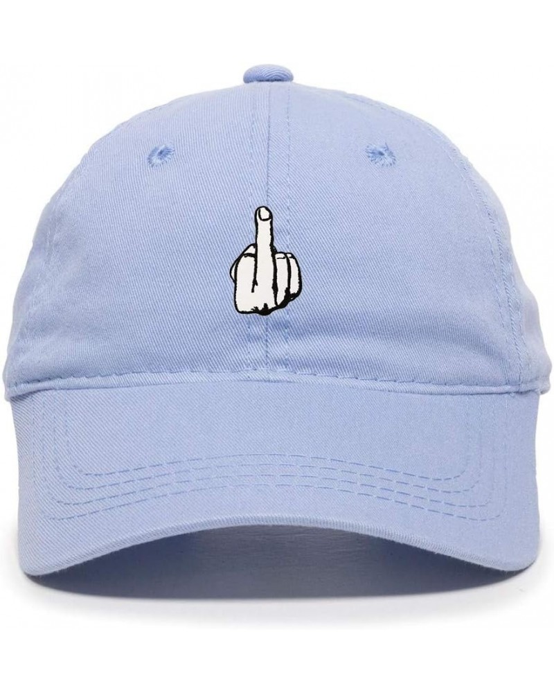 Middle Finger Dad Baseball Cap Embroidered Cotton Adjustable Dad Hat Light Blue $12.25 Baseball Caps