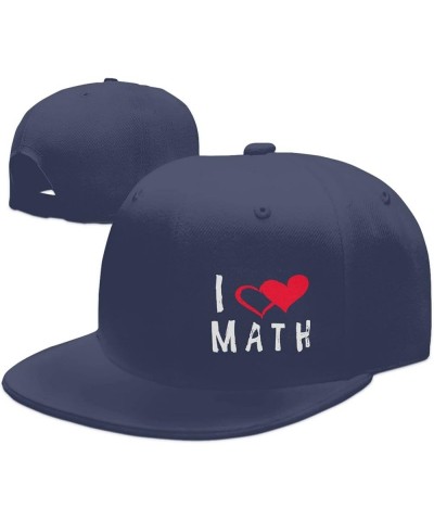 I Love Math Teacher Flat Bill Baseball Cap Snapback Hats for Men & Women Navy Blue $11.43 Baseball Caps