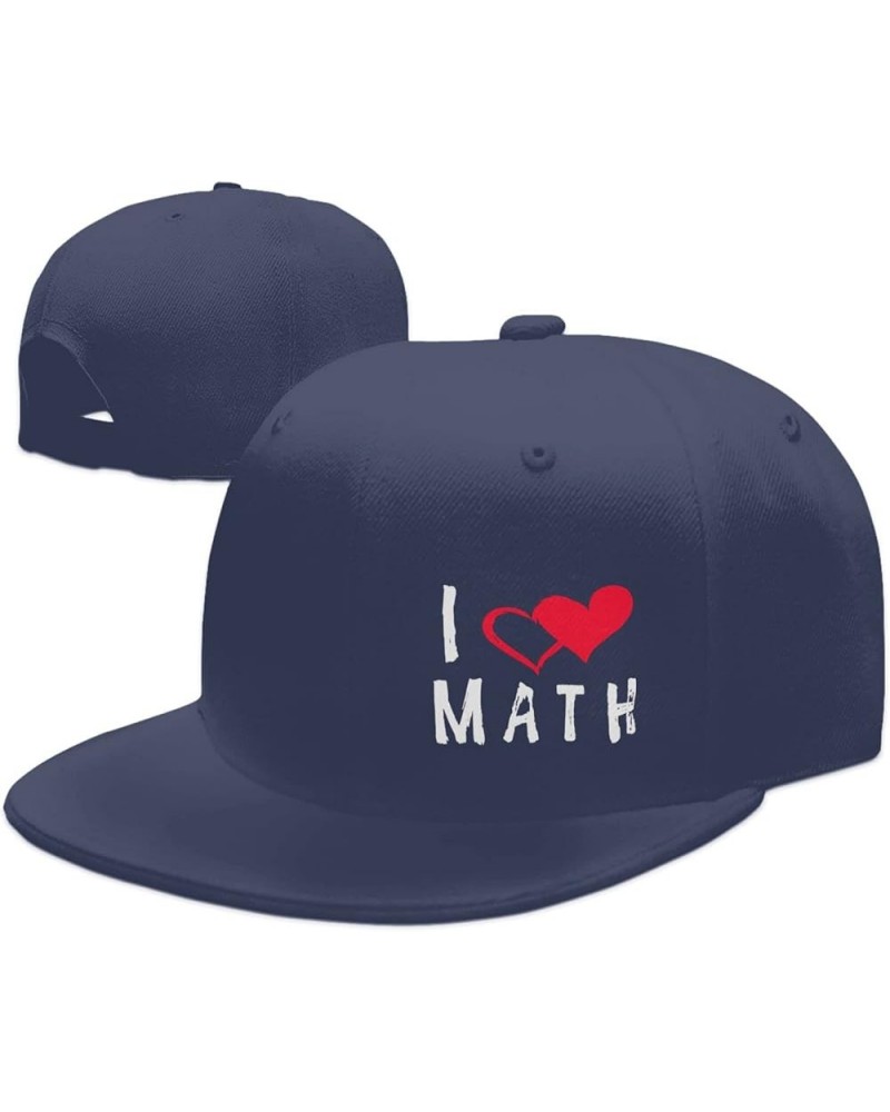 I Love Math Teacher Flat Bill Baseball Cap Snapback Hats for Men & Women Navy Blue $11.43 Baseball Caps