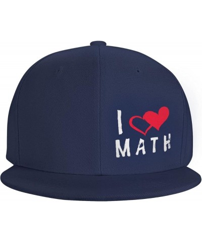 I Love Math Teacher Flat Bill Baseball Cap Snapback Hats for Men & Women Navy Blue $11.43 Baseball Caps