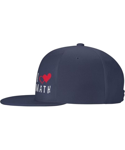 I Love Math Teacher Flat Bill Baseball Cap Snapback Hats for Men & Women Navy Blue $11.43 Baseball Caps