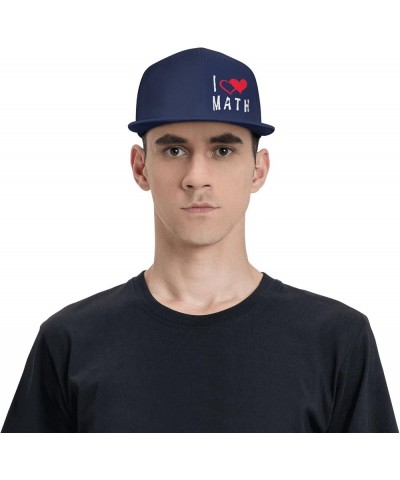 I Love Math Teacher Flat Bill Baseball Cap Snapback Hats for Men & Women Navy Blue $11.43 Baseball Caps