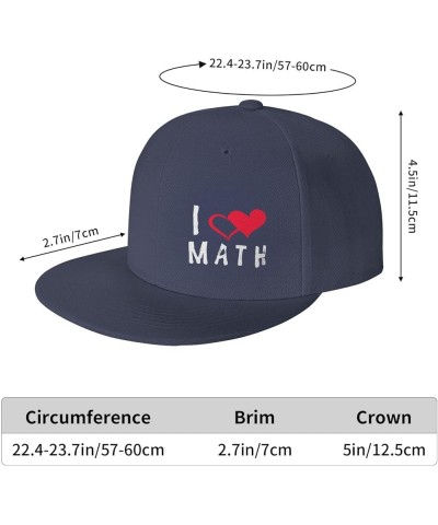 I Love Math Teacher Flat Bill Baseball Cap Snapback Hats for Men & Women Navy Blue $11.43 Baseball Caps