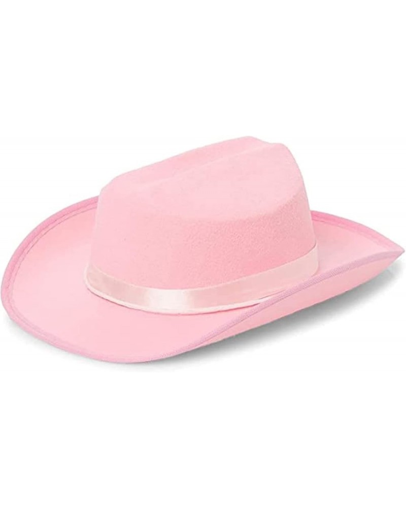 Men Women Cowboy Hat with Adjustable Belt Wide Brim Beach Sun Protection Cowgirl Hat for Travel Pink1 $6.36 Cowboy Hats