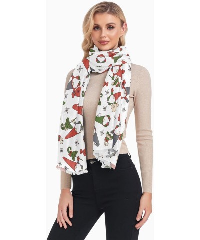 Women's Long Shawl Scarf, Christmas Gnomes with Presents Soft Scarf Wrap $11.34 Scarves