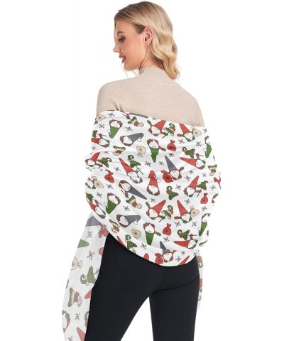 Women's Long Shawl Scarf, Christmas Gnomes with Presents Soft Scarf Wrap $11.34 Scarves