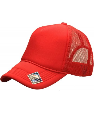 Foam(Sponge) Front Mesh Back 5 Panel Trucker Hat, Adjustable, Light Weight Snapback Cap Solid/Two Tone Red $10.17 Baseball Caps