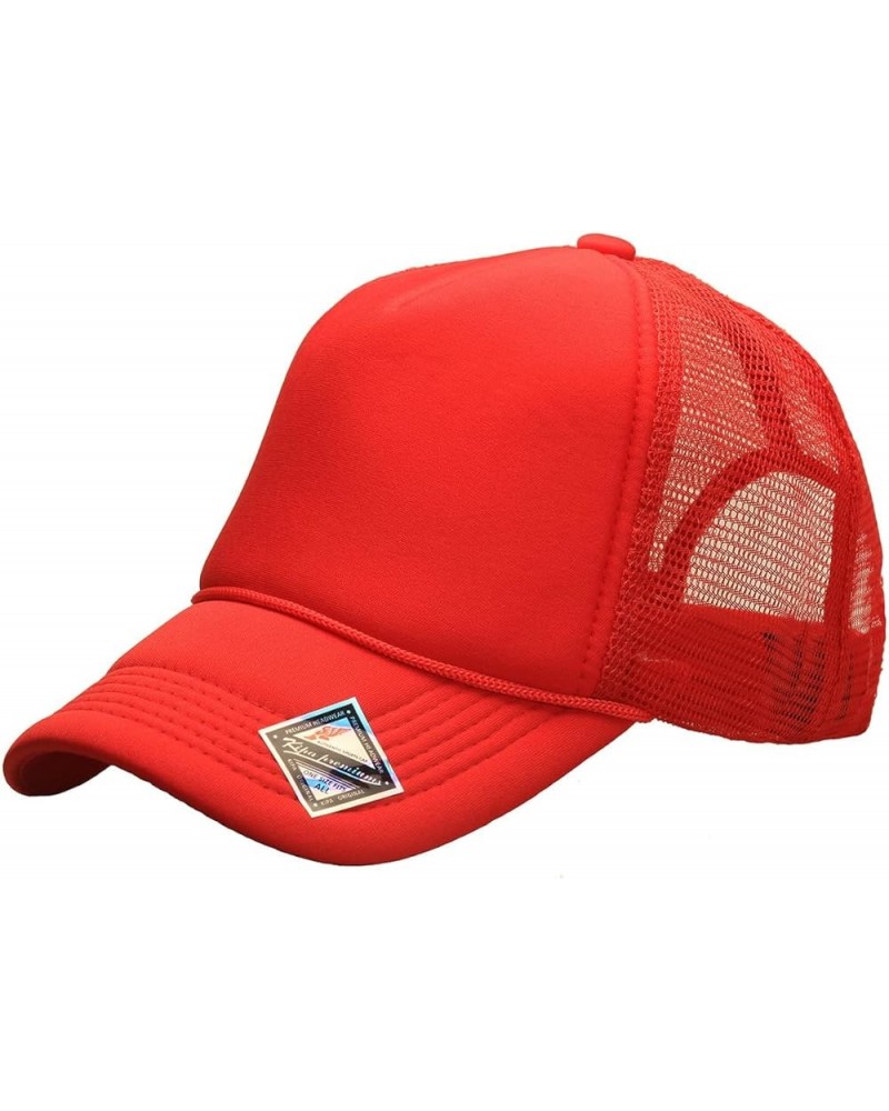 Foam(Sponge) Front Mesh Back 5 Panel Trucker Hat, Adjustable, Light Weight Snapback Cap Solid/Two Tone Red $10.17 Baseball Caps