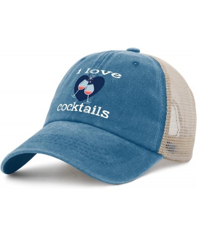 I Love Cocktails Hat Women Cute Cycling Cap for Womens AllBlack Ball Caps with Design Unique Gifts for Librarian Lake Blue $9...