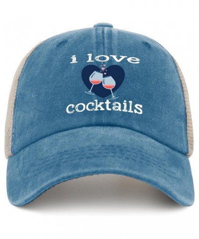 I Love Cocktails Hat Women Cute Cycling Cap for Womens AllBlack Ball Caps with Design Unique Gifts for Librarian Lake Blue $9...