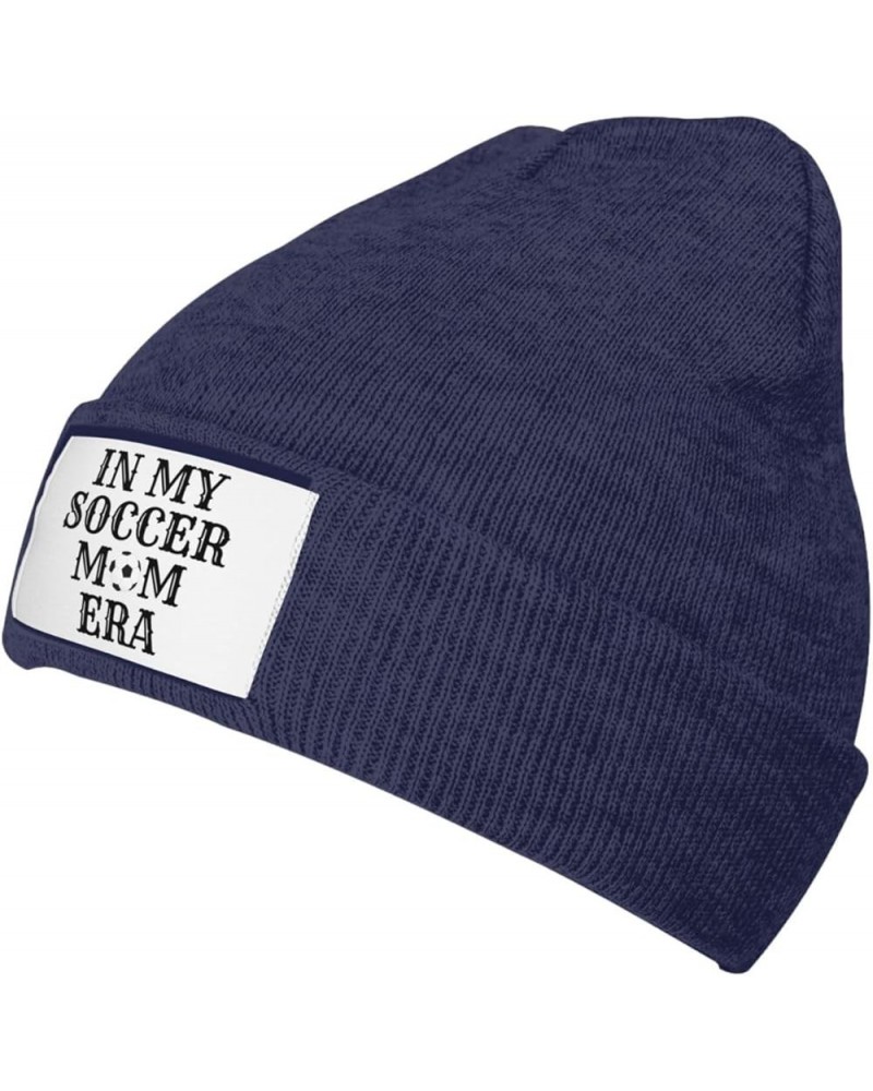 in My Soccer Mom Era Soccer Lover Beanie Men Women Warm Winter Cap Knit Hat Navy Blue $13.19 Skullies & Beanies