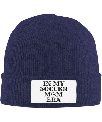 in My Soccer Mom Era Soccer Lover Beanie Men Women Warm Winter Cap Knit Hat Navy Blue $13.19 Skullies & Beanies