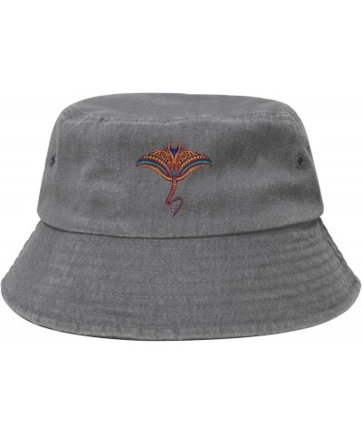 Beautiful Stingray Bucket Hat for Women Men Summer Travel Sun Hat Outdoor Cap Funny Bucket Hats Gray $14.48 Bucket Hats