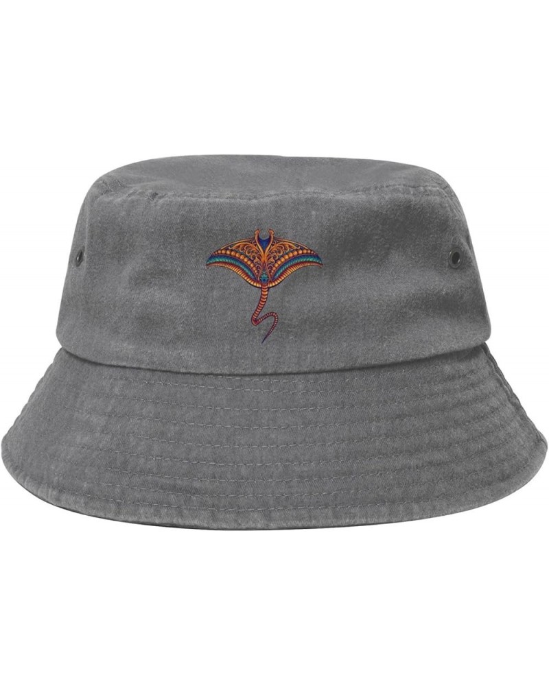 Beautiful Stingray Bucket Hat for Women Men Summer Travel Sun Hat Outdoor Cap Funny Bucket Hats Gray $14.48 Bucket Hats