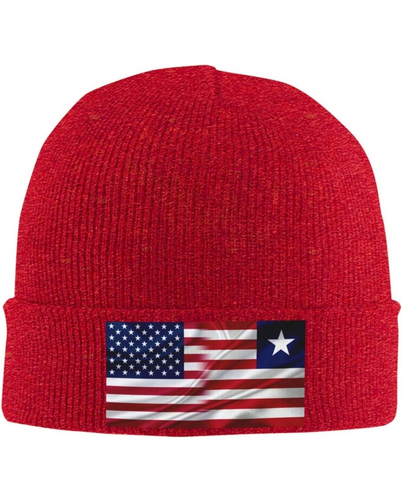 Liberia America Flag Beanie Hat Skull Knit Warm Cap Women Men Soft Stretch for Winter2 Red $15.91 Skullies & Beanies