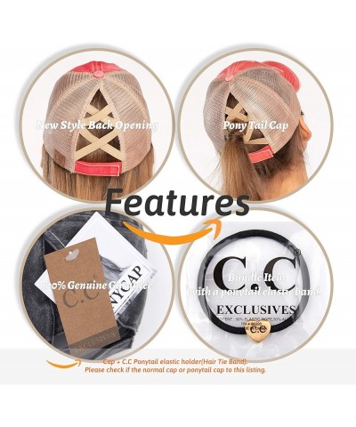 Exclusives Washed Distressed Cotton Denim Criss-Cross Ponytail Hat Baseball Cap Bundle Hair Tie (BT-780) Black / Beige $12.87...