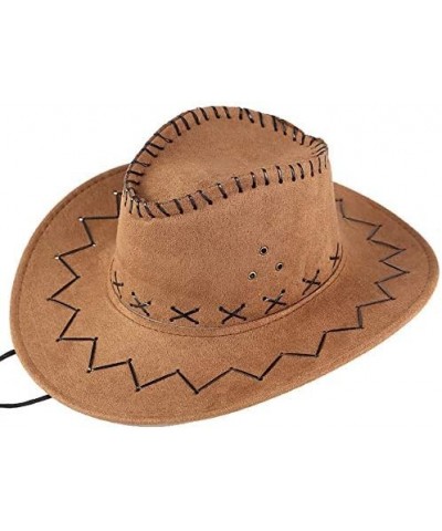 Men's Unisex Western Cowboy Hat Faux Felt Hats Fedora Outdoor Wide Brim Hat Western Style Cowboy Cowgirl Hat A-khaki $10.08 N...