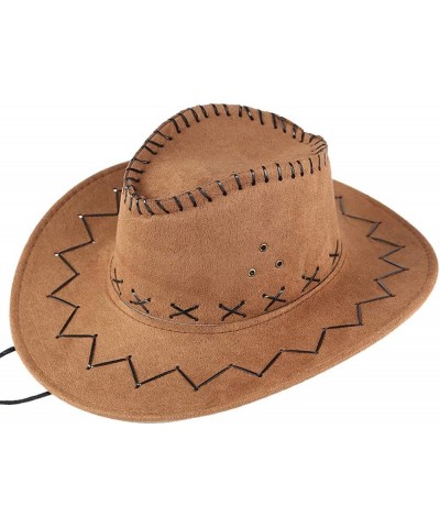 Men's Unisex Western Cowboy Hat Faux Felt Hats Fedora Outdoor Wide Brim Hat Western Style Cowboy Cowgirl Hat A-khaki $10.08 N...