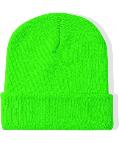 1 & 2 Packs Beanie for Men Women Warm Winter Hats Acrylic Knit Cuffed Beanie Cap Unisex Neon Green 1 $8.25 Skullies & Beanies