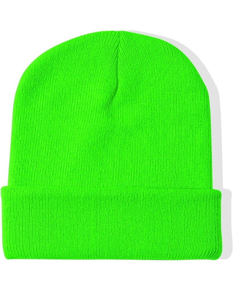 1 & 2 Packs Beanie for Men Women Warm Winter Hats Acrylic Knit Cuffed Beanie Cap Unisex Neon Green 1 $8.25 Skullies & Beanies