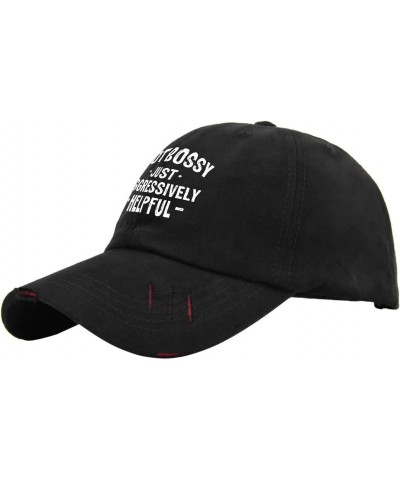 Not Bossy Just Aggressively Helpfu Baseball Cap Custom Hats AllBlack Black Bucket Hat Gifts for Grandpa Hiking Hat $13.42 Bas...