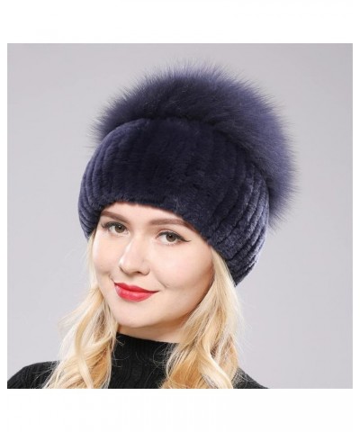 Russia Winter Women Fur Beanies Hat Girls Natural Fur Skullies Cap Knitted Fur Hats Beige Pink $29.53 Skullies & Beanies