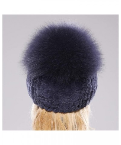 Russia Winter Women Fur Beanies Hat Girls Natural Fur Skullies Cap Knitted Fur Hats Beige Pink $29.53 Skullies & Beanies