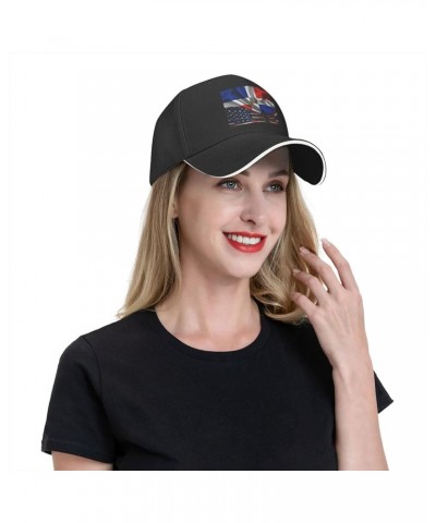 America Flag and Puerto Rico Flag Hat for Men Women Adjustable Dad Trucker Hats Black—43 America Flag and Dominican Republic ...