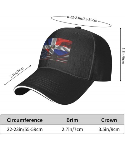 America Flag and Puerto Rico Flag Hat for Men Women Adjustable Dad Trucker Hats Black—43 America Flag and Dominican Republic ...