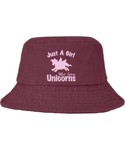 Just a Girl who Loves Unicorns Bucket Hats Bucket Hats Packable Women Hat Beach Accessories for Beach Must Haves Deep Rose $1...