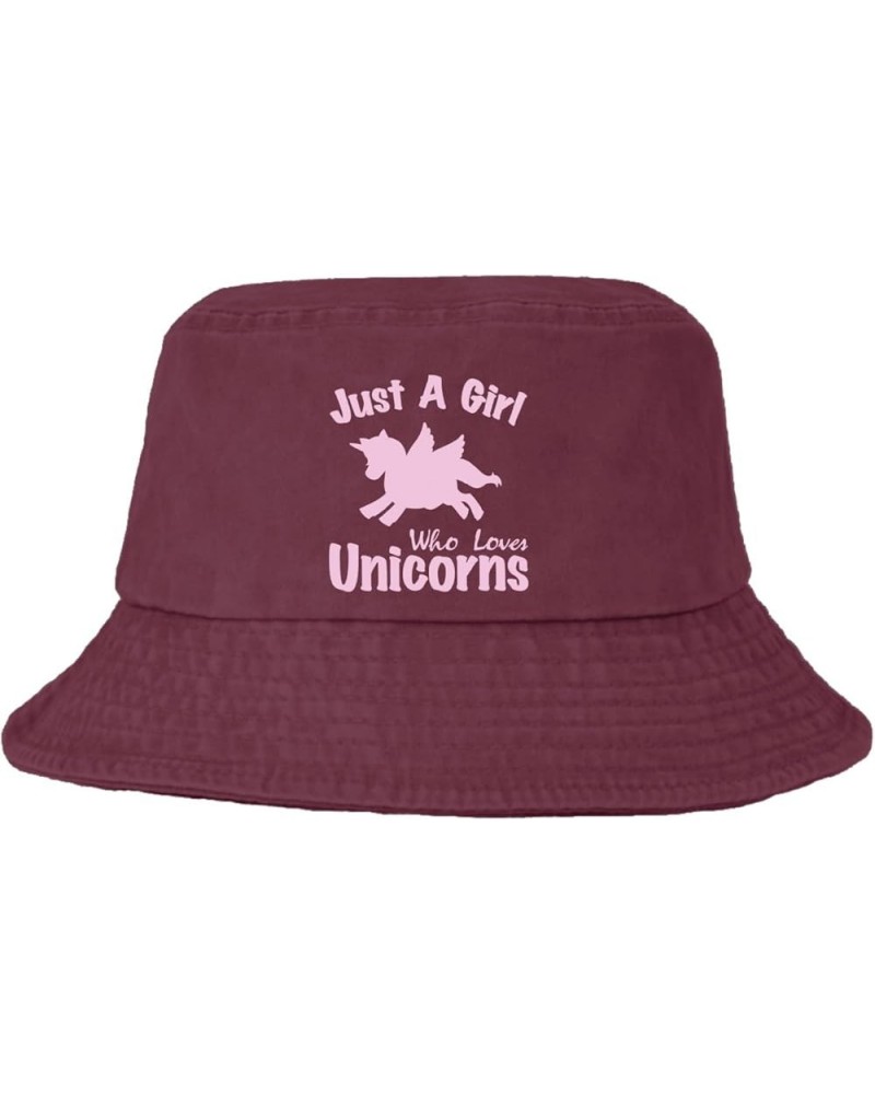 Just a Girl who Loves Unicorns Bucket Hats Bucket Hats Packable Women Hat Beach Accessories for Beach Must Haves Deep Rose $1...