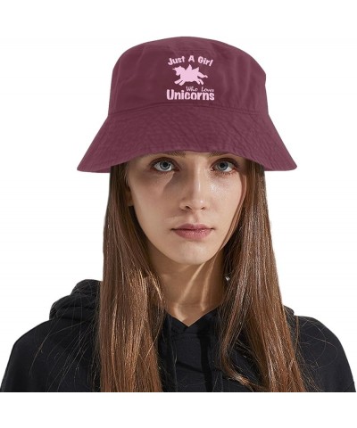 Just a Girl who Loves Unicorns Bucket Hats Bucket Hats Packable Women Hat Beach Accessories for Beach Must Haves Deep Rose $1...