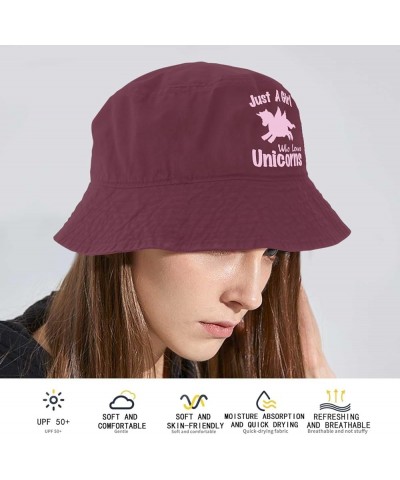 Just a Girl who Loves Unicorns Bucket Hats Bucket Hats Packable Women Hat Beach Accessories for Beach Must Haves Deep Rose $1...