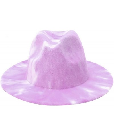 Women Fedoras Hats Tie Dye Big Brim Panama Hats for Men Outdoor Print Trilby Felt Hat Cowboy Cowgirl Sombreros 3 $15.91 Fedoras