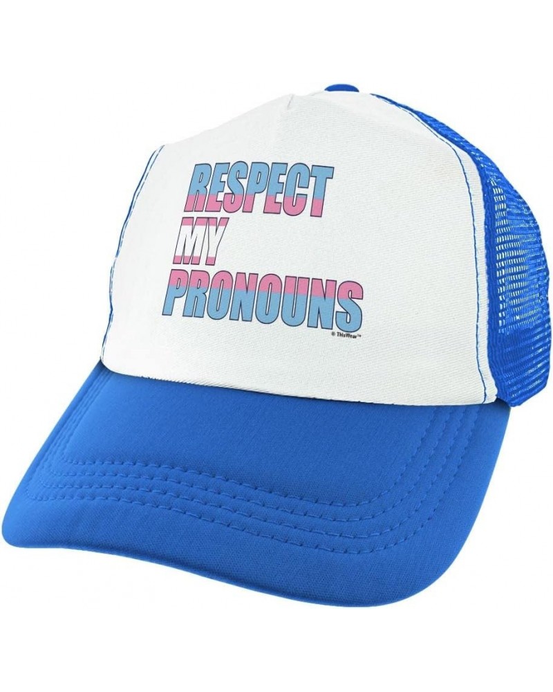 Respect My Pronouns Trucker Hat 1 Blue $47.85 Baseball Caps